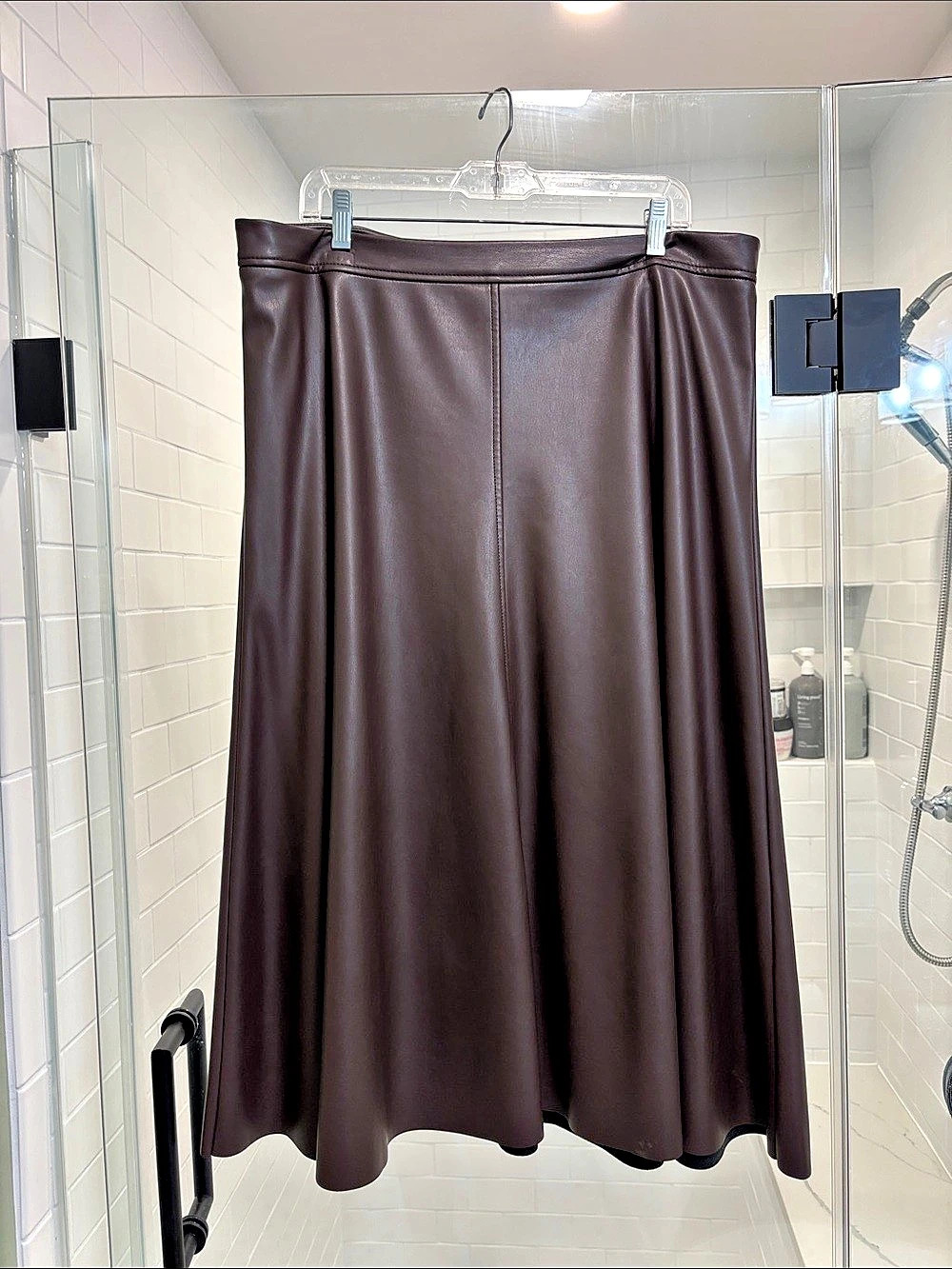 Banana Republic Faux Leather Midi Skirt Brown Size 18 Like New